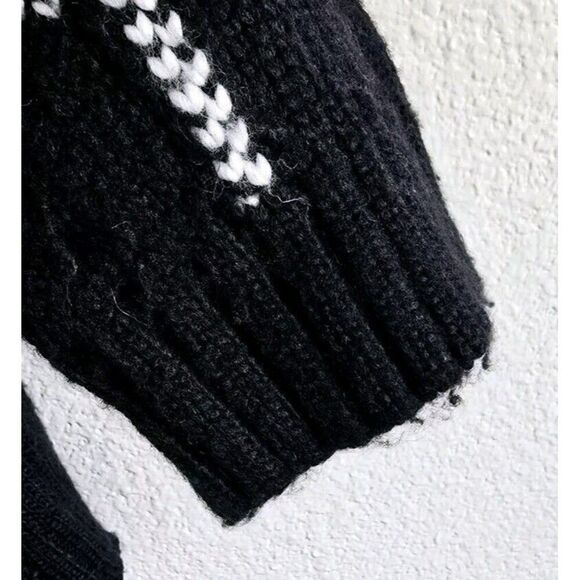 Anine Bing Kurt Black White Plaid Cardigan Merino Wool Blend Size L - Picture 4 of 7